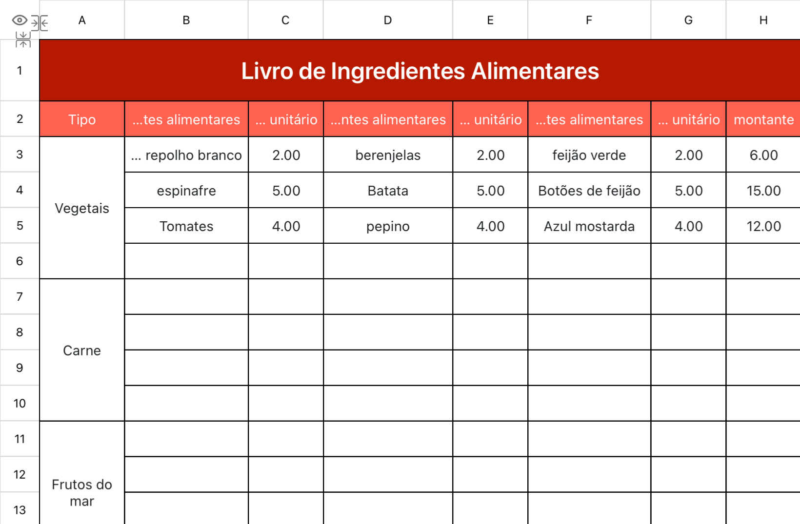 Livro de Ingredientes Alimentares